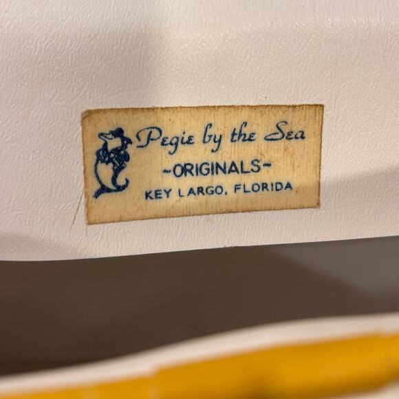 Vtg Vinyl Owl Shoulder Bag Pegie by the Sea Purse Handbag White Yellow Retro 70s - Picture 7 of 12